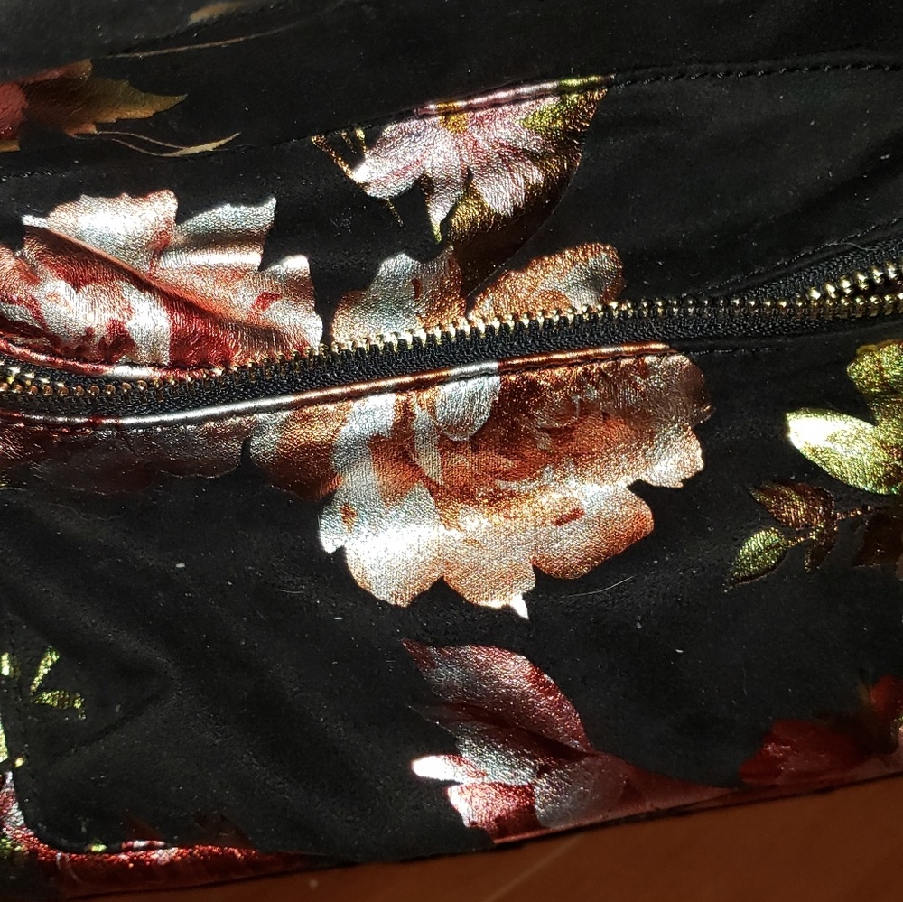 Black velveteen backpack